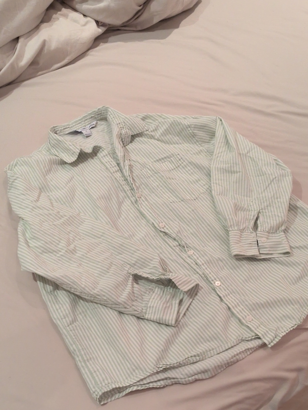 Old Navy Light Mint & White Striped Button-Down Shirt